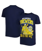 Big Boys and Girls Navy Milwaukee Brewers Star Wars This is the Way T-shirt