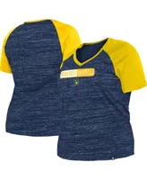 Women's New Era Navy Milwaukee Brewers Plus Space Dye Raglan V-Neck T-shirt