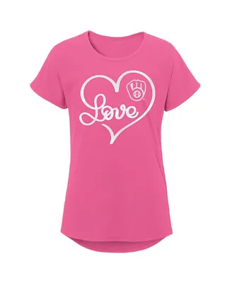 Big Girls Pink Milwaukee Brewers Lovely T-shirt