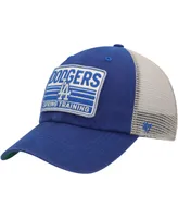 Men's '47 Brand Royal, Tan Los Angeles Dodgers Four Stroke Clean Up Trucker Snapback Hat