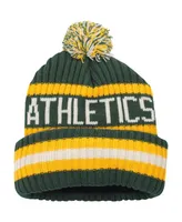 Men's '47 Brand Green Oakland Athletics Bering Cuffed Knit Hat with Pom