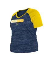 Women's New Era Navy Milwaukee Brewers Plus Space Dye Raglan V-Neck T-shirt