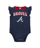 Newborn and Infant Boys Girls Navy, Heather Gray Atlanta Braves Little Fan Two-Pack Bodysuit Set
