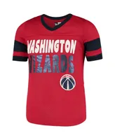 Big Girls New Era Red Washington Wizards Mesh Jersey V-Neck T-shirt