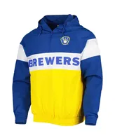 Men's New Era Gold Milwaukee Brewers Raglan Quarter-Zip Hoodie