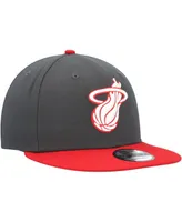 Men's New Era Charcoal, Scarlet Miami Heat Two-Tone Color Pack 9FIFTY Snapback Hat