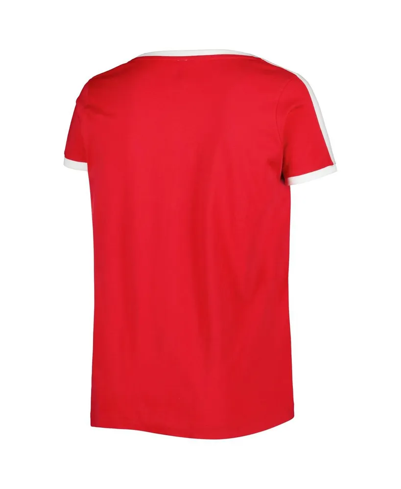 Women's Soft As A Grape Red Washington Nationals Plus V-Neck T-shirt