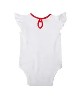 Newborn and Infant Boys and Girls White Boston Red Sox Sweet Spot Bodysuit, Skirt and Booties Set