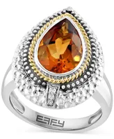 Effy Citrine (2-5/8 ct. t.w.) & Diamond Accent Pear Ring in Sterling Silver & 14k Gold-Plate