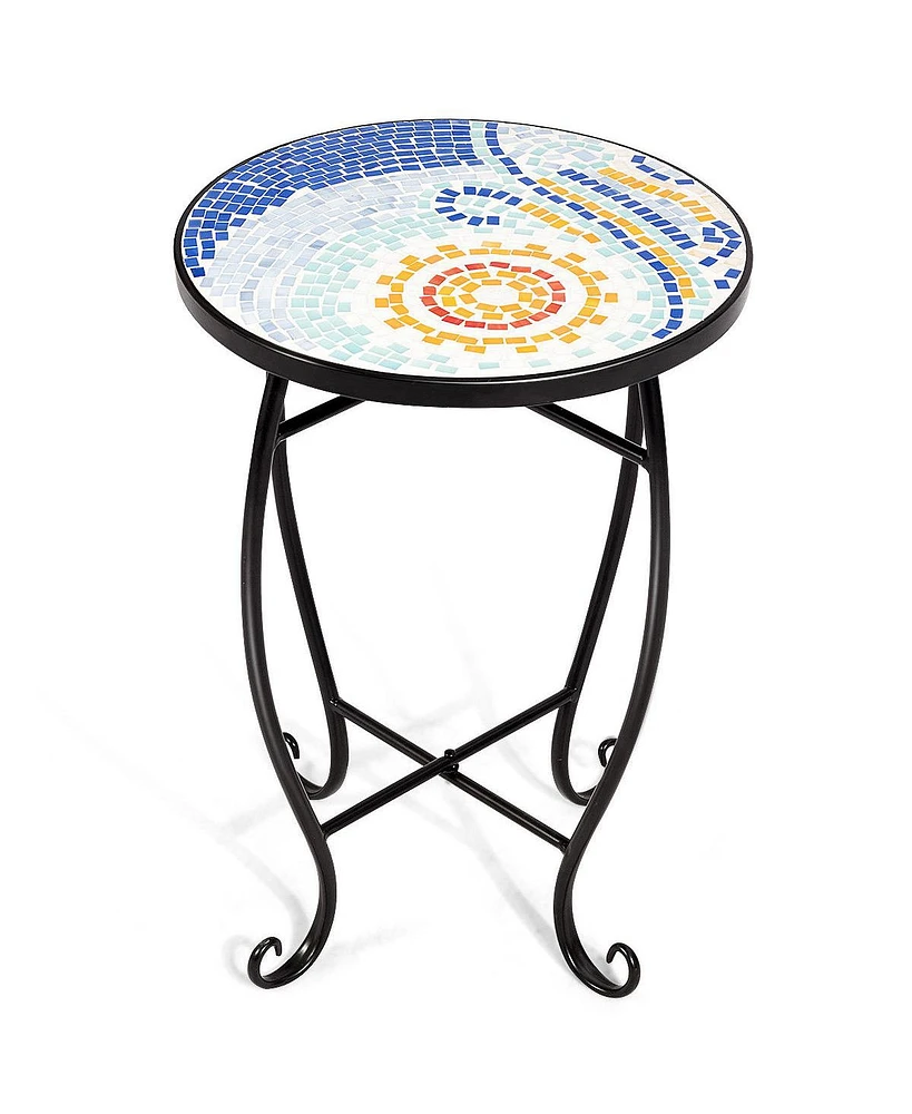 Costway Outdoor Indoor Accent Table Plant Stand Cobalt