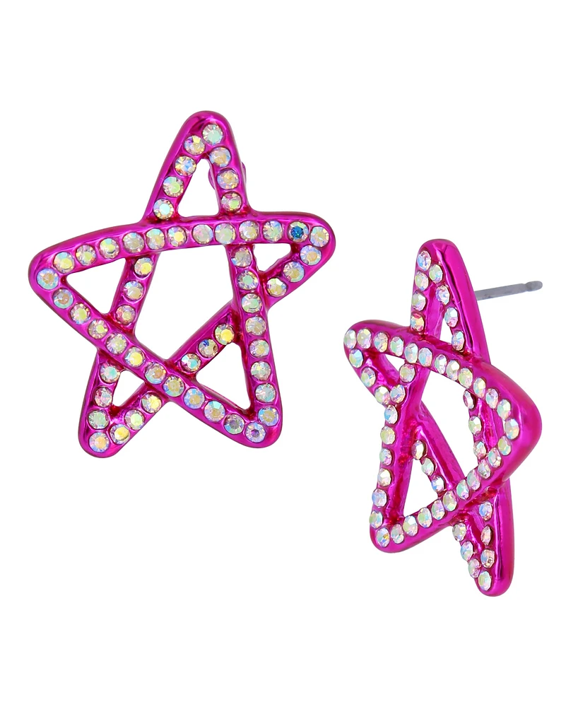 Betsey Johnson Faux Stone Star Button Earrings