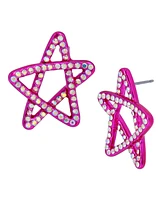 Betsey Johnson Faux Stone Star Button Earrings