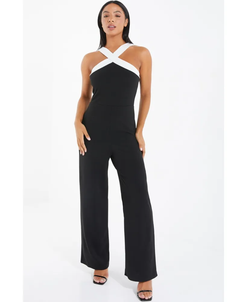 Scuba Crepe High Neck Palazzo Jumpsuit - Women