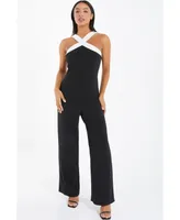 Quiz Women's Scuba Crepe High Neck Palazzo Jumpsuit