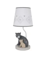 Lambs & Ivy Woodland Forest Gray Bears Nursery Lamp with Shade & Bulb
