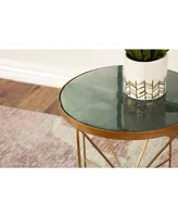 Coaster Home Furnishings Round Accent Table with Marble Top - Green, Antique