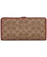 Coach Signature Monogram Coated Canvas Skinny Wallet