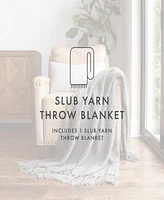 ienjoy Home Slub-Yarn Fringed Throw, 60" x 50"