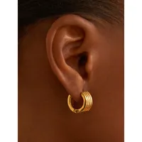 Oma The Label Women's Anekhe 18K Gold Plated Brass Huggies Earrings
