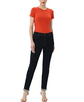 kimi + kai Women's Crew Neck Basic Bodysuit Top