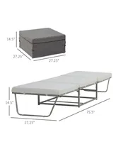 Homcom 2 In 1 Sofa Bed, Convertible Guest Sleeper Bed with Thick Padded Sponge and Storage Box for Small Room, Living Room, Grey