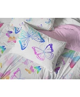 Saturday Park Ombre Butterflies 100% Organic Cotton Full/Queen Duvet Cover & Sham Set