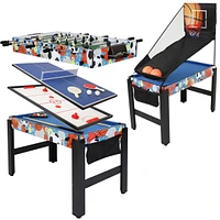 Indoor Sport Collage 2-Player 5-in-1 Multi-Game Table with Billiards, Push Hockey, Foosball, Ping Pong, and Basketball - 45"
