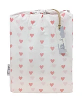 Saturday Park Pink Hearts 100% Organic Cotton Full Sheet Set