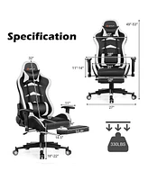 Costway Massage Gaming Chair Reclining Swivel Racing Office Chair