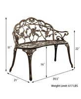 Outdoor Garden Bench Chair Loveseat Cast Aluminum Patio