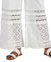 Style & Co Women's Cotton Crochet Wide-Leg Pull-On Pants, Created for Macy's