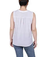 Ny Collection Petite Swiss Dot Sleeveless Top