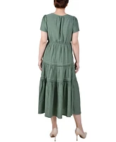 Ny Collection Petite Short Sleeve Tiered Midi Dress