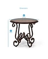 Steve Silver Crowley 26" Round Wood and Metal Tuscan Style End Table