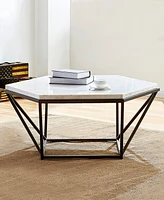 Steve Silver Corvus 36" Hexagonal Shape Marble Top Cocktail Table