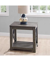 Steve Silver Dexter 24" Square Wooden End Table - Driftwood with Ruff