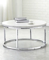 Steve Silver Echo 36" Round Marble and Chrome Cocktail Table