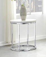 Steve Silver Echo 22" Round Marble and Chrome End Table