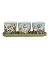 Certified International Garden Gnomes 3 pc Planter Set with Tray