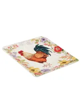 Certified International Floral Rooster Square Platter 12.5"