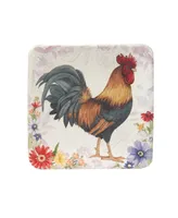 Certified International Floral Rooster Set of 4 Canape Plates, 6"