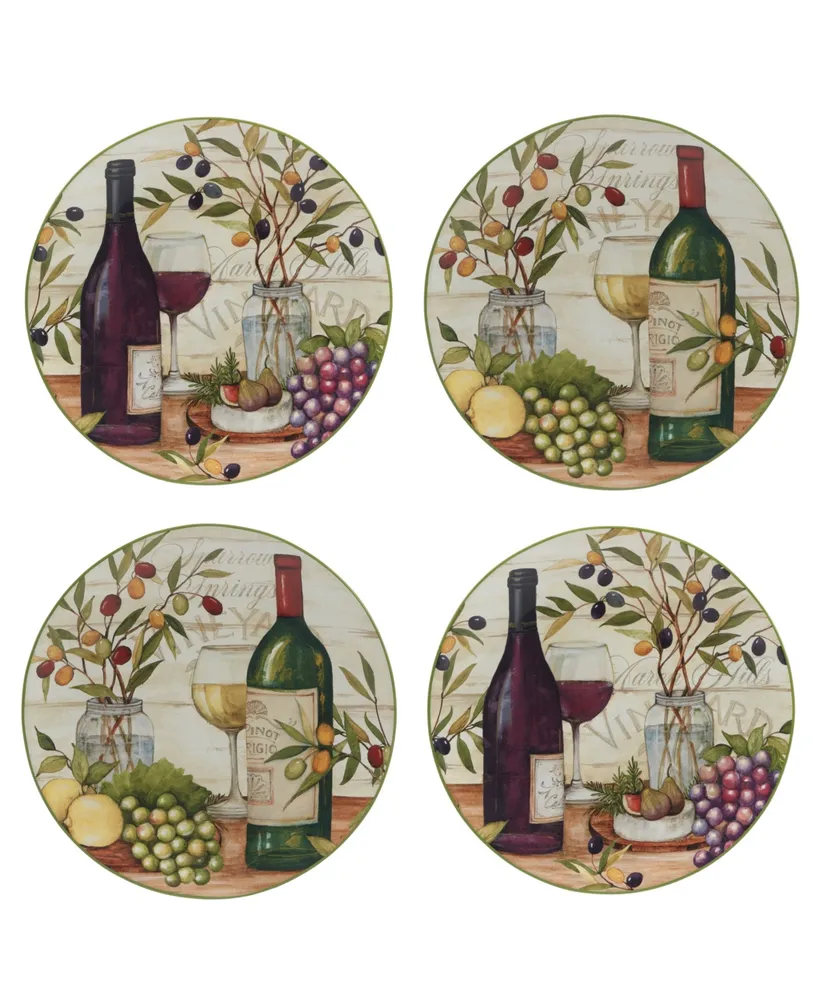 Certified International Meadow Brook Vineyard Set of 4 Dinner Plate 10.5"