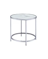 Steve Silver Rayne 24" Round Faux Marble End Table