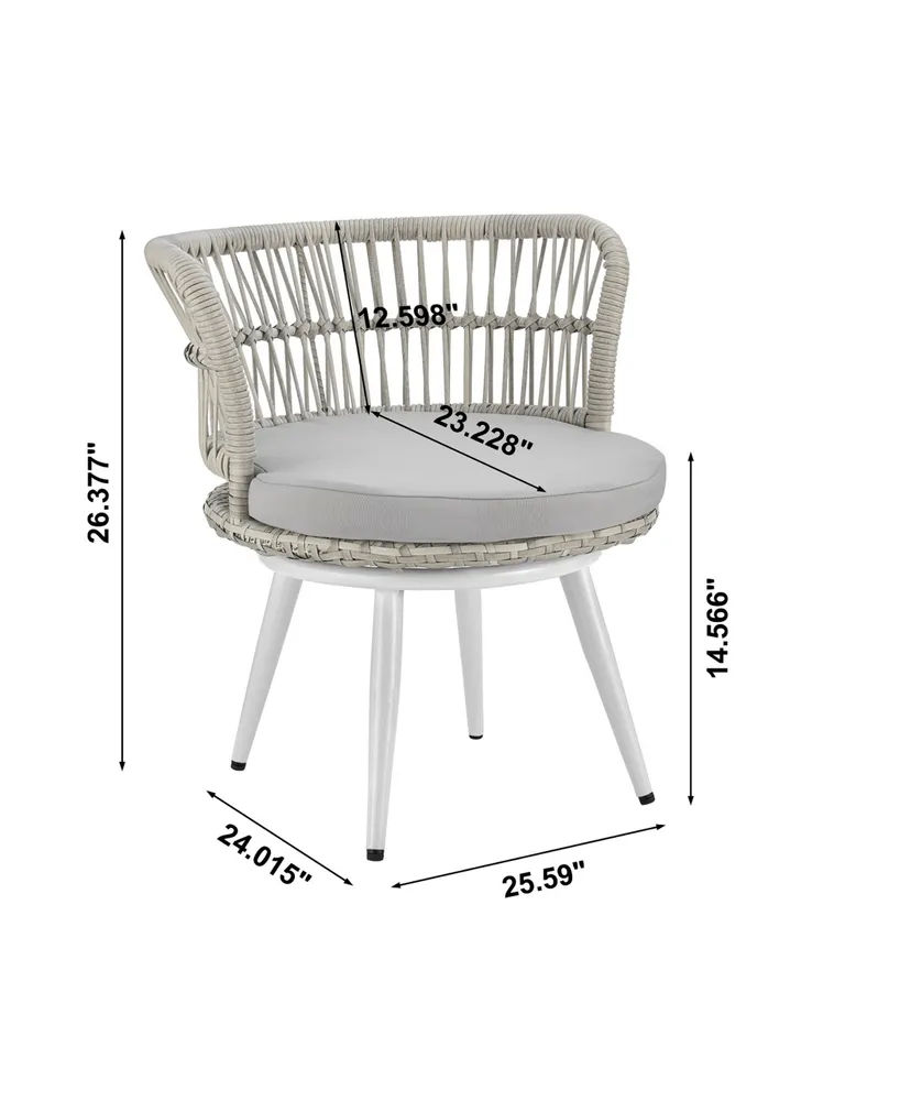 Manhattan Comfort 26.38" 3-Piece Steel, Polyester Monaco Patio 2-Person Seating Group with End Table Cushions