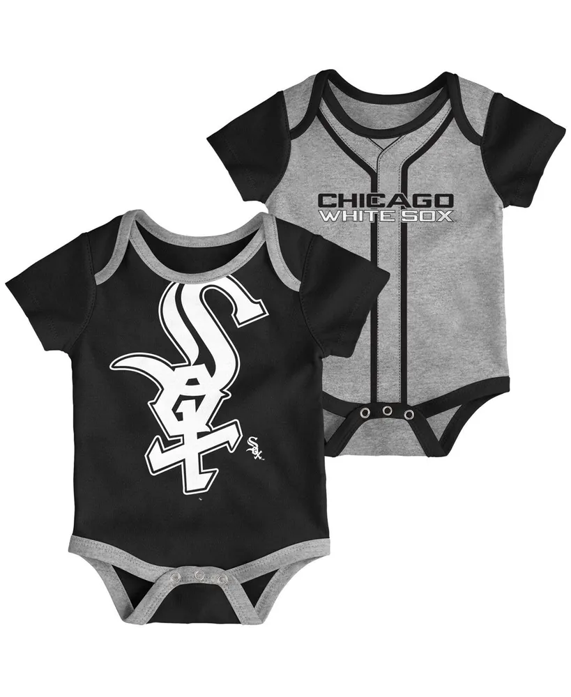 Infant Boys and Girls Black, Heathered Gray Chicago White Sox Double 2-Pack Bodysuit Set