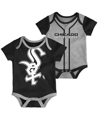 Infant Boys and Girls Black, Heathered Gray Chicago White Sox Double 2-Pack Bodysuit Set