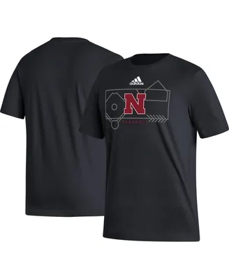 Men's adidas Black Nebraska Huskers Locker Lines Baseball Fresh T-shirt