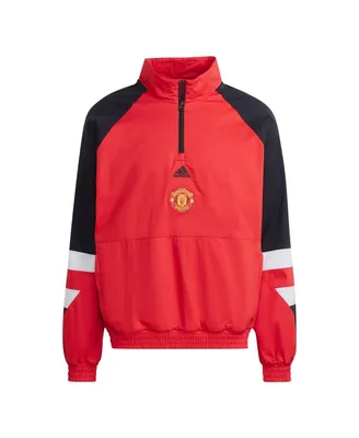 Men's adidas Red Manchester United Football Icon Raglan Quarter-Zip Jacket