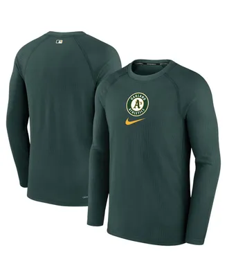 Men's Nike Green Oakland Athletics Authentic Collection Game Raglan Performance Long Sleeve T-shirt