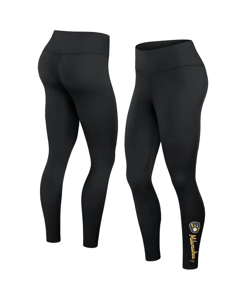 Wrapover-waist Sports Leggings - Black - Ladies